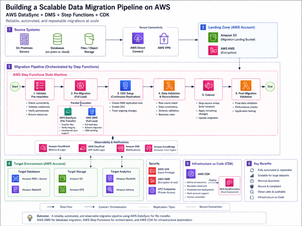 AWS DataSync DMS Step Functions CDK: Building a Multi-Environment Migration Pipeline That Does Not Fail Silently